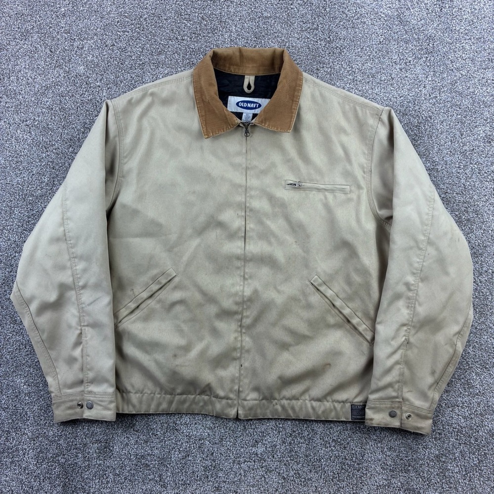 Vintage Y2K Old Navy Jacket Mens XL Canvas Detroit Corduroy Collar Quilted Lined